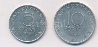 1948. 5Ft Ag "Petőfi" + 10Ft Ag "Széchenyi" T:2
