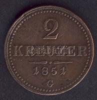 Ausztria/magyar verdejel 1851G 2Kr T:3/-