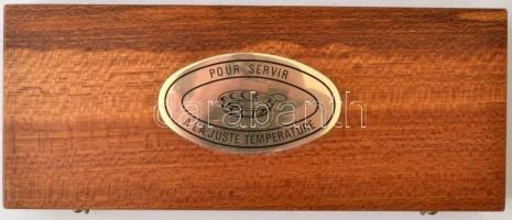 Borfokoló készlet fa dobozban, teljes készlet, szép állapotban, 10x25x3cm