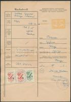 4 db marha-levél, 5 db számla és 1 db szállítójegy okmánybélyegekkel