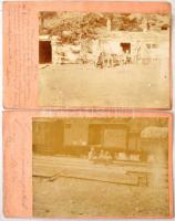 1915 Katonai fotók tábori postai levelezőlapra ragasztva, 2db, 9x14cm