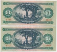 1969. 10Ft (4x) sorszámkövetők T:I