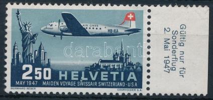 Swissair első repülése ívszéli bélyeg, Swissair's first flight margin stamp