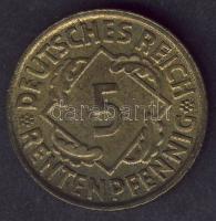 Német Birodalom/Weimari Köztársaság 1923D 5RentenPf érdekes tévveret "Reich" szó E betűje jobb oldalán hosszú vonal a peremig! T:2/3+