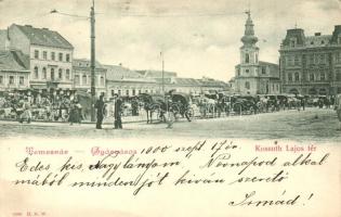 Temesvár, Timisoara; Gyárváros, Kossuth Lajos tér, piac / square, market