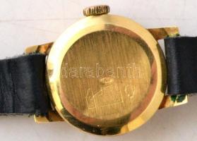 cca 1960 Arany (Au) 18K Gigandet Incabloc svájci mechanikus karóra, 17 köves, jelzett, bőr szíjjal, ...
