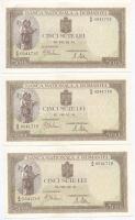 Románia 1941. 500L (5x) közte 4db sorszámkövető és 1db közeli sorszám T:I- Romania 1941. 500 Lei (5x) including 4pcs of sequential serials and 1pc close serial C:AU