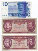 Vegyes 10db-os papírpénz tétel, közte Magyarország 1947. 100Ft, Ausztria Szövetséges megszállás, pennewang-i szükségpénzek és suriname-i bankjegyek T:I-III Mixed 10pcs of paper money, including Hungary 1947. 100 Forints, Austria Allied Occupation, necessity notes from Pennewang and Suriname banknotes C:UNC-F