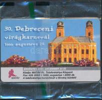 1999 Debreceni virágkarnevál motívumos telefonkártya, bontatlan csomagolásban