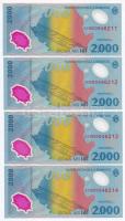 Románia 1999. 2000L (4x) sorszámkövetők T:I Romania 1999. 2000 Lei (4x) sequential serials C:UNC