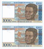 Madagaszkár 1994. 500Fr (2x) sorszámkövetők + 1000Fr (2x) sorszámkövetők T:I
Madagascar 1994. 500 F...