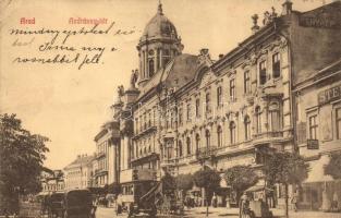 Arad, Andrássy tér, Geller I. üzlete, autóbusz / square, bus, shop (fa)