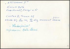 cca 1960 Krisch Béla: A tél örömei, feliratozott vintage fotóművészeti alkotás, 13x18 cm