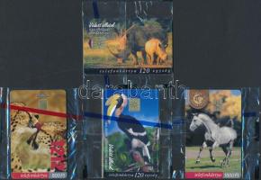 1998-2003 4 db állatmotívumos telefonkártya, bontatlan csomagolásban