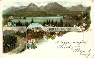 1899 Tátra, Csorba-fürdő, M. Kuschel floral, litho (fa)