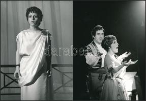 cca 1985 Hamari Júlia opera-énekesnő a színpadon és az otthonában, 6 db feliratozott vintage fotó, 18x13 cm és 16x24 cm között