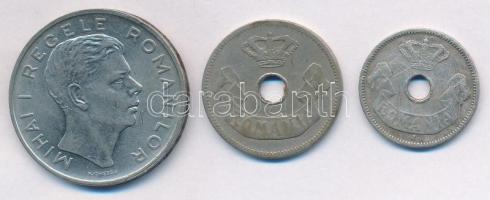 Románia 1906. 5b Cu-Ni + 1906. 10b Cu-Ni + 1943. 100L Ni-acél T:2-3
Romania 1906. 5 Bani Cu-Ni + 19...