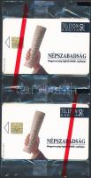 1992 2 db Népszabadság motívumos telefonkártya, bontatlan csomagolásban
