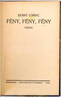Szabó Lőrinc: Fény, fény, fény. Versek. Budapest, 1926, Kultura R.-T. Félvászon kötéseben