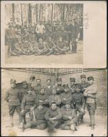 2 db I. világháborús katonai képeslap, vegyes minőségben; osztrák-magyar katonák csoportképei / 2 WWI military postcards, mixed quality; K. u. K. soldiers group photos