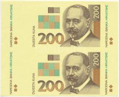 Horvátország 1993. 200K előlapi színpróba páros ívben T:I Croatia 1993. 200 Kuna front color trial in a sheet of two C:UNC
