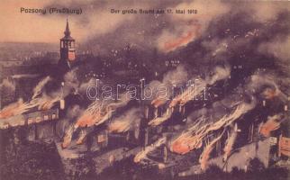 1913 Pozsony, Pressburg, Bratislava; Zsidónegyed a nagy tűzvészben, kiadja Kaufmann Benedek / der grosse Brand am 17. Mai 1913 / great fire