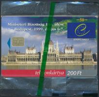 1999 Európa Tanács motívumos telefonkártya, bontatlan csomagolásban
