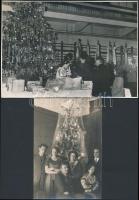 cca 1935-1950 Karácsony este, 4 db vintage fotó, 13x9 cm és 17x14 cm közötti méretekben