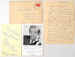 1962-1967 Kabos László (1923-2004) levele, dedikált fényképe, és Boros Jolán (1914-1997) operaénekes dedikált fényképe, borítékban.