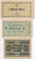 Németország / Weimari Köztársaság 1923. 6db klf szükségpénz, közte Düsseldorf, Hamborn, Mülheim an d...