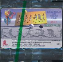 1999 XII. World Transplant Games motívumos telefonkártya, bontatlan csomagolásban