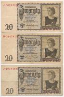 Németország / Weimari Köztársaság 1929. 20M (3x) + Német 3. Birodalom 1939. 20M (4x) T:III,III-
Ger...