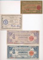 Fülöp-szigetek 1942-1944. 1P-5P 4db szükségpénz, melyek az emigráns kormány nevében készültek T:III,III- Philippines 1942-1944. 1 Peso - 5 Pesos 4pcs of necessity notes that were printed in name of the government in exile C:F,VG