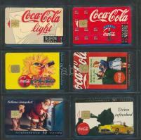cca 1994-1997 10 db Coca Cola-motívumos telefonkártya, köztük szett is, bontatlan csomagolásban