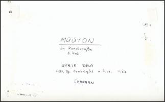 cca 1988 Berta Béla: Műúton, feliratozott vintage fotóművészeti alkotás, 15x24 cm