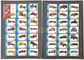 Belga gyufacímke gyűjtemény az autók története és címerek témában, 15db kartonon, 276db (ebből 2db nagy méretű), a többi cca 3,5x5cm