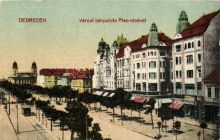 Debrecen, Városi bérpalota, Piac utca, villamos (fa)