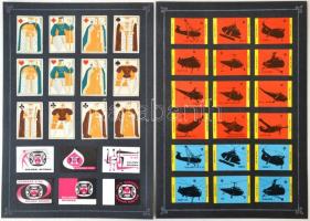 Belga gyufacímke gyűjtemény a kártya, repülő, épületek, reklám, stb. témában, 10db kartonon, 188db, cca 3,5x5cm