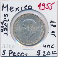 Mexikó 1955. 5P Ag T:2 Mexico 1955. 5 Pesos Ag C:XF Krause KM#469