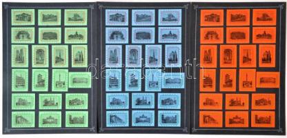 Belga gyufacímke gyűjtemény épületek témában, 8db kartonon, 160 db,különböző méretben