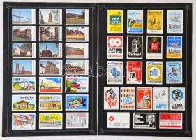 Belga gyufacímke gyűjtemény: épületek, bankok, reklámok, stb. témában, 11db kartonon, 222 db,különböző méretben
