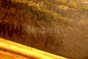 Olvashatatlan jelzéssel: Beborult ég az Alföldön. Tempera, karton, üvegezett keretben,  8×14 cm