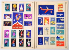 Szovjet gyufacímke gyűjtemény:horgászat, gelógia, tél, cirkusz, fesztivál, stb. témában, 13db karton...