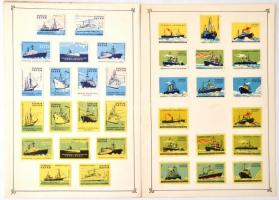 Szovjetuniós gyufacímke gyűjtemény:hajók, repülők, űrhajók, híres emberek, ipar stb. témában, 13db kartonon, 220db, különböző méretben