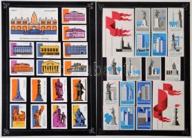 Szovjet gyufacímke gyűjtemény:Leningrád, Donyeck, Kaukázus, Bulgária stb. témában, 10db kartonon, 20...