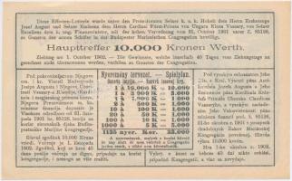 Budapest 1903. "Tanuló Sorsjegy" 1K értékben, felülbélyegzéssel T:I-