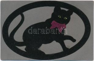 Cat textile card, button eye