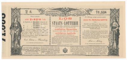 Ausztria / Bécs 1878. "Sorsjegy állam-sorsjátékra a közös hadsereg mozgósított tartalékosai s a...