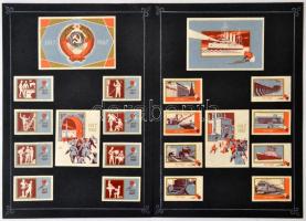 Szovjet gyufacímke gyűjtemény:1917-67; 50év, Nagy óktóber, Konszomol, stb. témában, 15db kartonon, 194db+16db nagyméretű, különböző méretben