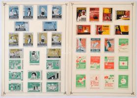 Szovjet gyufacímke gyűjtemény:Vöröskereszt, tisztaság, dohányzás, tűz,  stb. témában, 14db kartonon,...